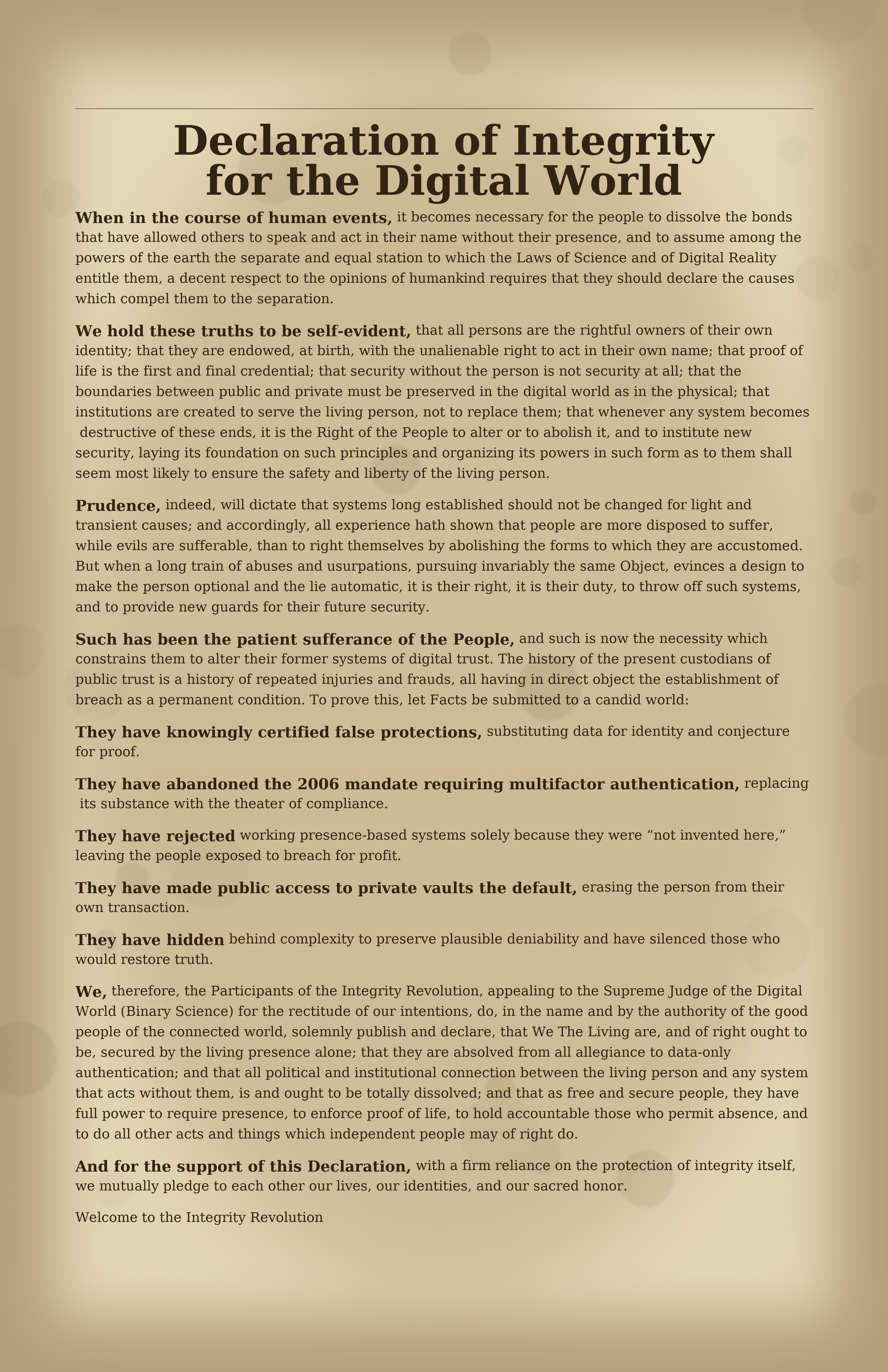 Declaration of Integrity for the Digital World